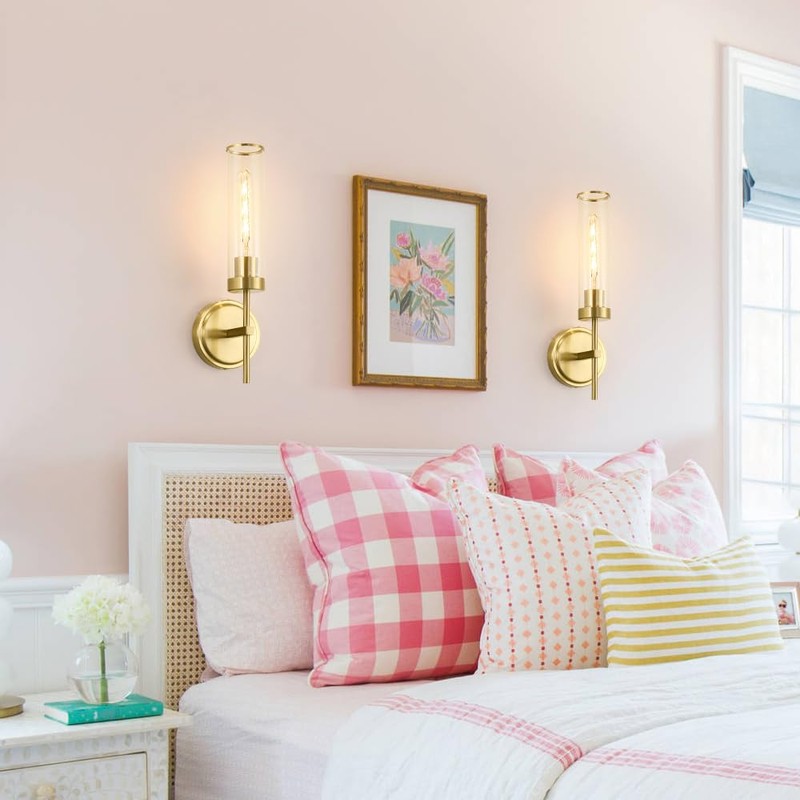 Gold Bathroom Wall Sconces Set of 2, Modern Wall Sconces