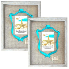 Tasse Verre 12x15 Rustic White Shadow Box Frame (2-Pack) - Ready to Hang Shadowbox Picture - Easy to Use - Box Display, Baby, Sports Uniforms, Military Medals, Pins, Wedding.