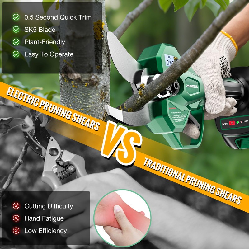 Electric Pruning Shears, 1.6 inch (41mm) Cutting Diameter Cordless Electric