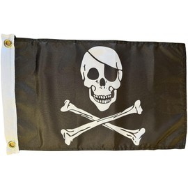 NWFlags Skull and Crossbones Pirate Flag 18" x 12" 75d Premium Polyester | Polyester 1.5x1 foot material flag with 2 Eyelets