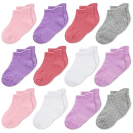 CozyWay Ankle Cotton Toddler Socks - 12 Pack Stretch Toddler Girl Socks For All Day Comfort, Socks For Toddler Girls, Toddler Girls Socks, Girls Multicolor, 1T-3T