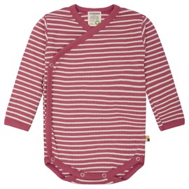 loud + proud Wrap Bodysuit Long Sleeve Striped Organic Cotton GOTS Certified, red