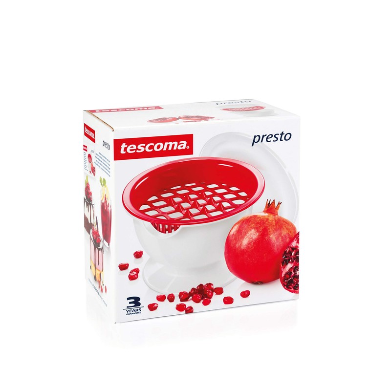 Tescoma 420643 Presto Granatapfel entkerner mit Saftfang, Weiß/Rot