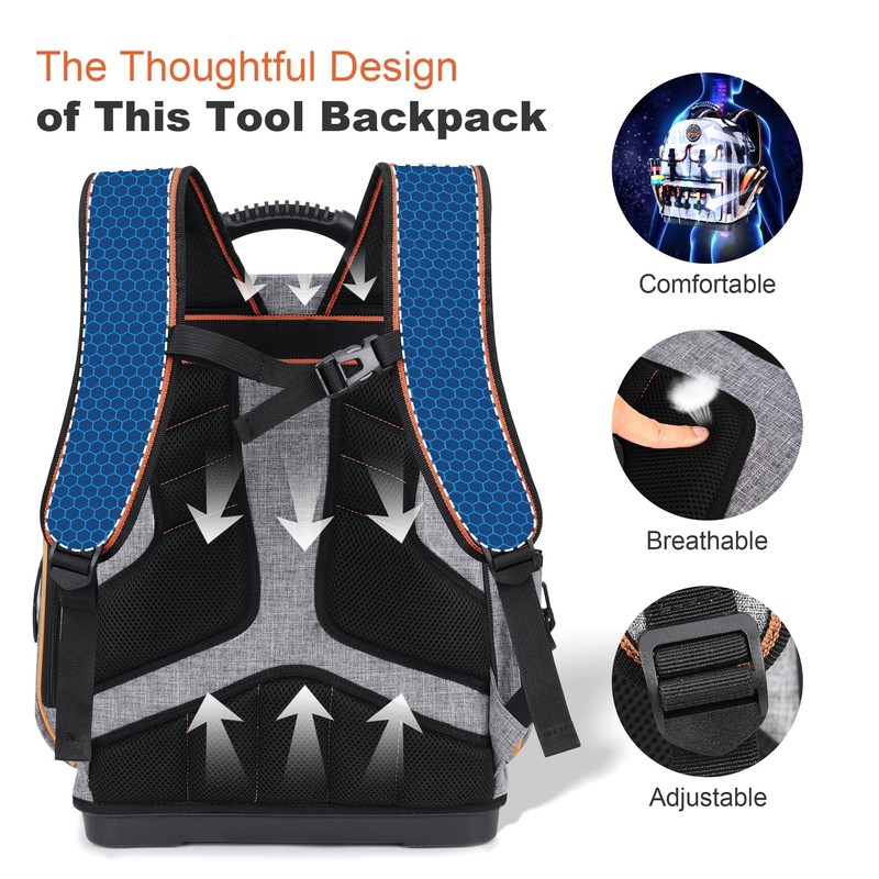 Tool Bag Backpack - Heavy Duty Tool Backpack Water-resistant HVAC