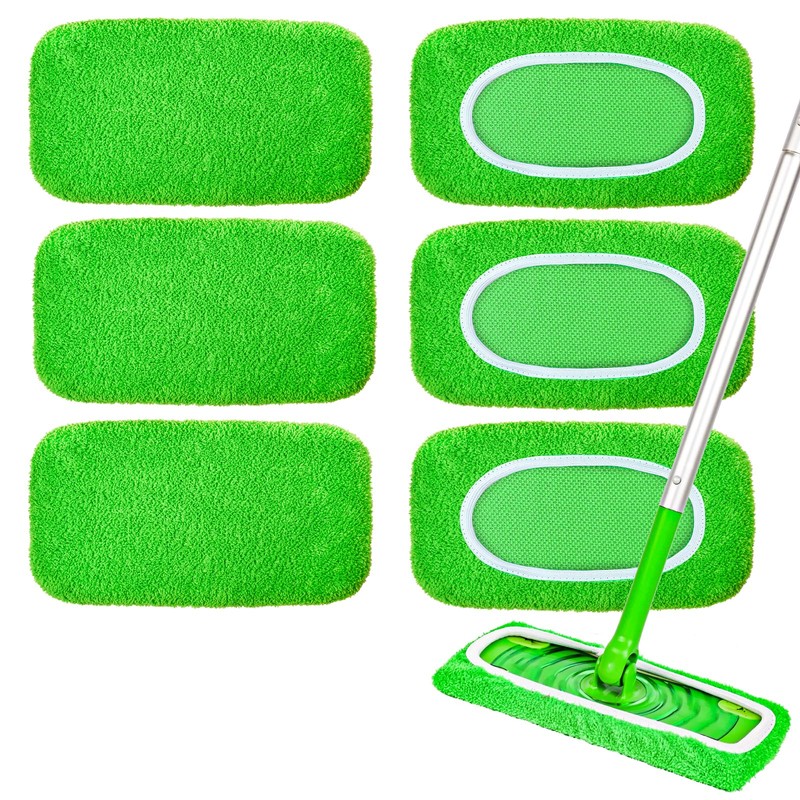 6-Pack Reusable Mop Pads Compatible with Sweeper Mop - 100%
