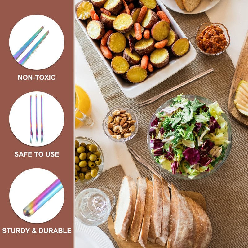 sourcing map 4pcs Pickle Fork, 6.3 Inch Stainless Steel Olive