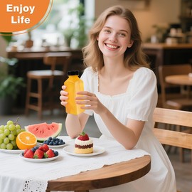 Lissomballon 10 Pcs 12oz Plastic Juice Bottles With Caps, Reusable Food Grade Chear Juice Containers for Juicing, Smoothies, Coffee, and Other Beverages