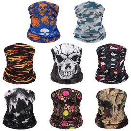 kilofly 6/8 pc Multi-purpose Seamless Headwear Bandanas Mixed Set Value Pack