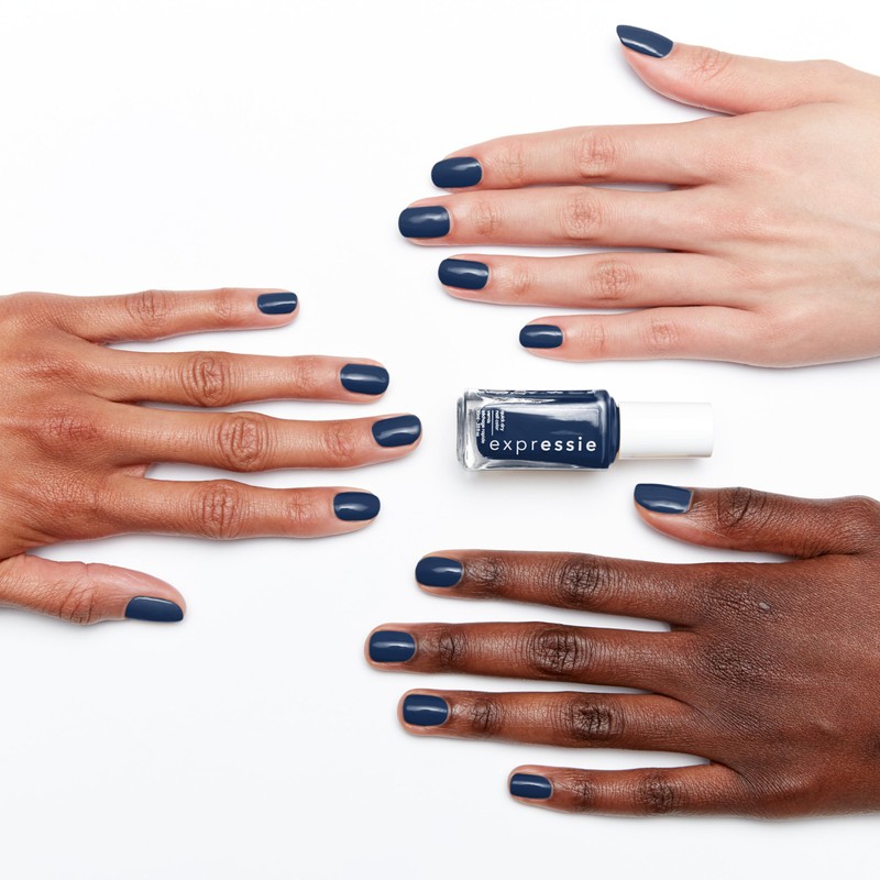 essie expressie quick dry nail polish, vegan, power moves, blue,