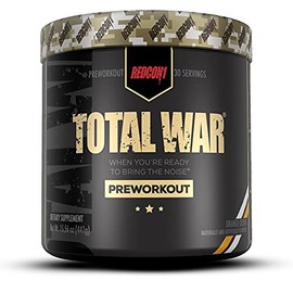 Redcon1 Total War - Pre Workout, 30 porciones, aumentar la energía, aumentar la resistencia y enfoque, Beta-Alanine, cafeína, naranja(Orange Crush),  