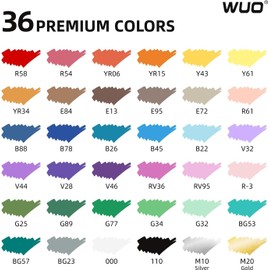 WUO 36 Colors Acrylic Paint Markers, Water-Based No-Bleed Markers, Automatic Ink Control Brush Tip for Multi-Surface Acrylic Paint Pens for Rock Painting, Wood, Canvas, Glass, DIY Art