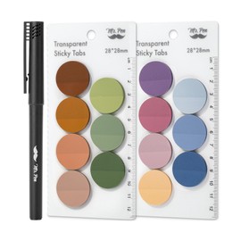 Mr. Pen- Round Transparent Sticky Notes, 1.1” Diameter, 14 Pads, 560 Sheets, Colorful, Water-Resistant See-Through Sticky Notes & Fineliner, Smooth Writing, Note Tabs for Bible Journaling, Studying