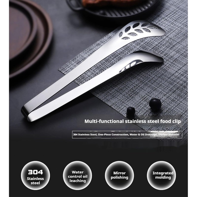 11 Inch Stainless Steel Steak Tongs, Multipurpose Kitchen Cooking Clamps
