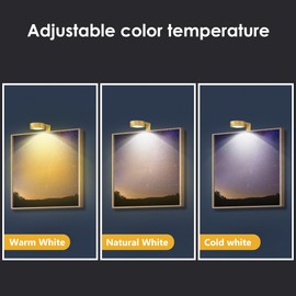 3-Pack Picture Light Battery Operated, Magnetic Led Lights with Remote, Dimmable and Timer Painting Light, Art Display Light for Picture Frame Artworking Portrait, Home Wall Decor Puck Lights, Gold