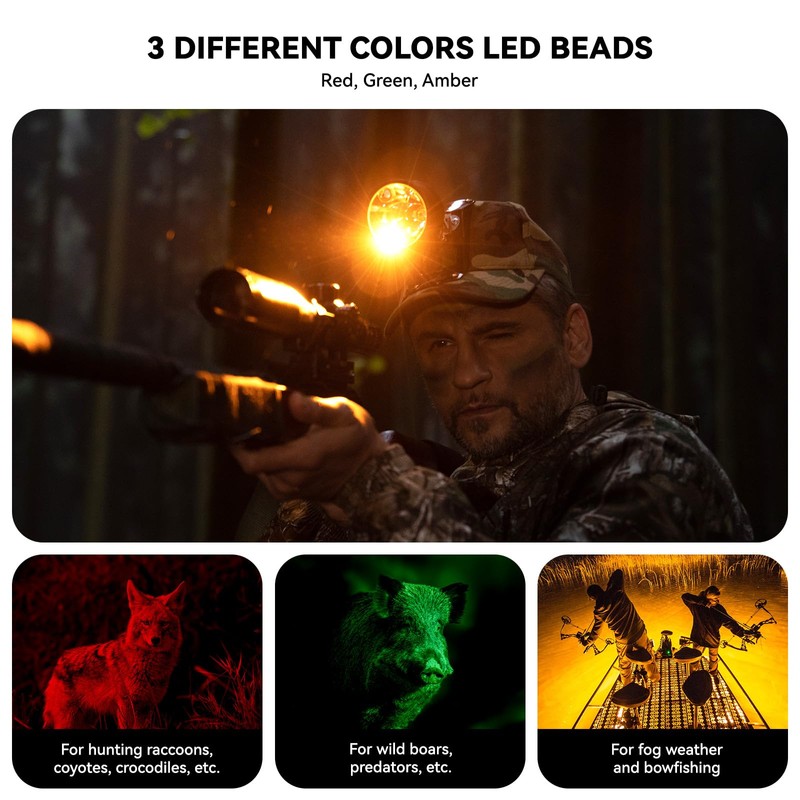 GearOZ 10W Coon Hunting Lights, 45000LUX Hunting Headlamp for Coyotes