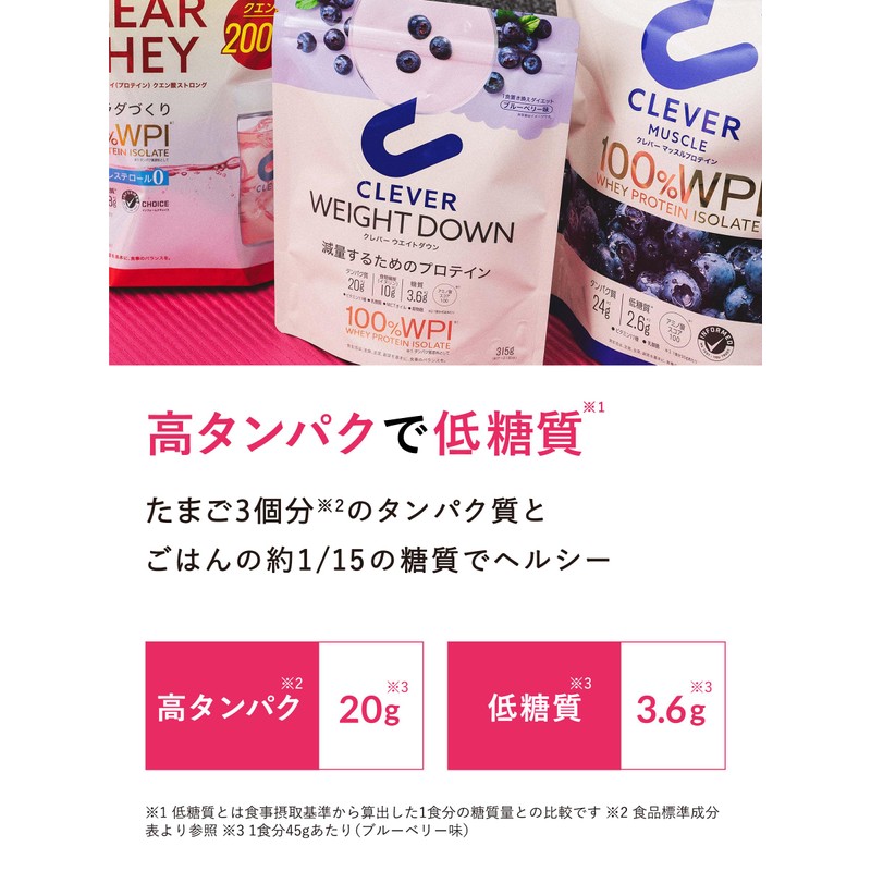 Clever Whey Protein, 100% WPI, Weight Down, Blueberry Flavor, 10.6