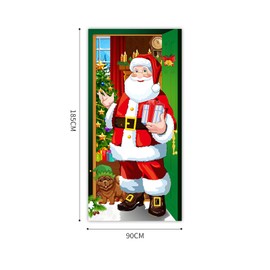 Christmas Santa Claus Door Cover - Xmas Door Hanging Banner - Festive Holiday Decoration