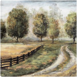 Fine Art Canvas Back Home II Light Canvas Wall Decor Artwork by Artist Sandy Doonan for Living Room, Bedroom, Bathroom, Kitchen, Office, Bar, Dining & Guest Room - Ready to Hang - 22 in x 22 in