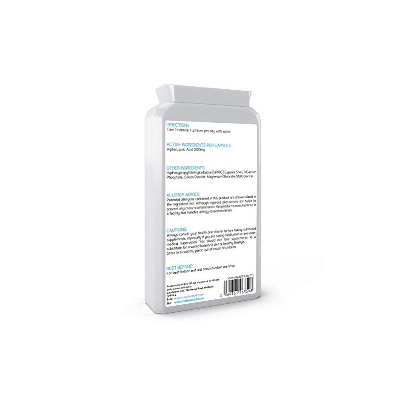 Alpha Lipoic Acid 300mg 120 Capsules – Dual ALA (Both