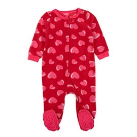 Leveret Boys Girls Kids Footed Fleece Pajama Heart 6-12 Month