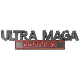 Ultra MAGA Edition Emblem Car Sticker Decal, 3D Raised Full Metal Personality Label, Car Badge Sticker with Strong Adhesive, Auto Body Exterior Decoration Embossed Sticker of Car Truck (Black/Red)