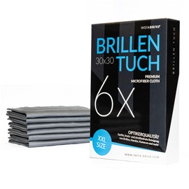 XXL 6 Glasses Cloths 30 x 30 cm - Microfibre Glasses Cleaning Cloths for Professional Glasses Cleaning (Glasses Cloths)