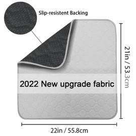 Non-Slip Absorbent Washable Incontinence Pad underpad Seat 4-Layer Design Chair Absorbent Pads Protection - for Seniors, Adult, Children, or Pet Underpad Protection - Set of 2 (Grey)