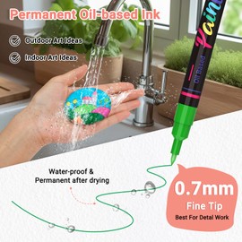 Permanent Oil Based Paint Markers: Fine Point Oil Paint Pen, 12 Colors Fine Tip Waterproof Marker Pen for Rock Painting, Mark Metal, Engineer Detail Work, Wood Craft, DIY Christmas Gift, Porcelain Art
