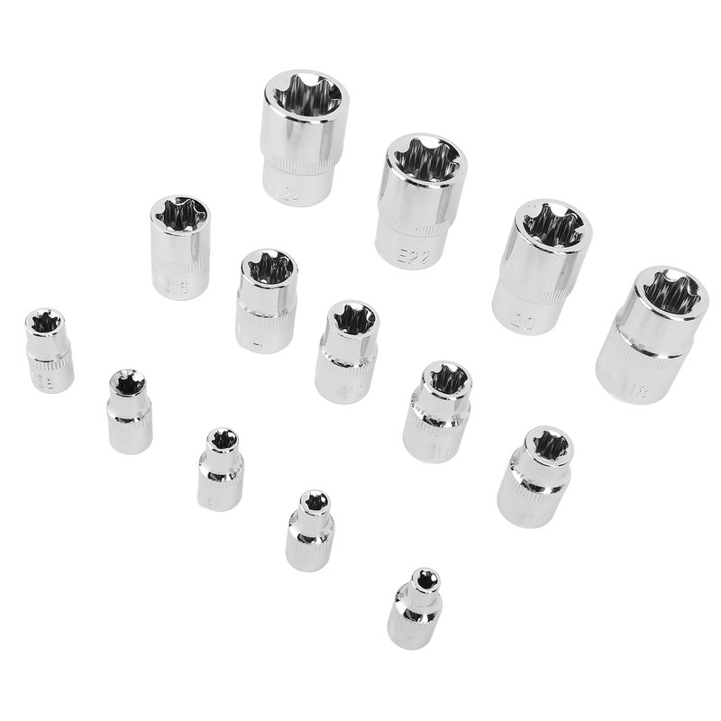 14Pcs E Star Socket Set Chrome Vanadium Steel Portable External