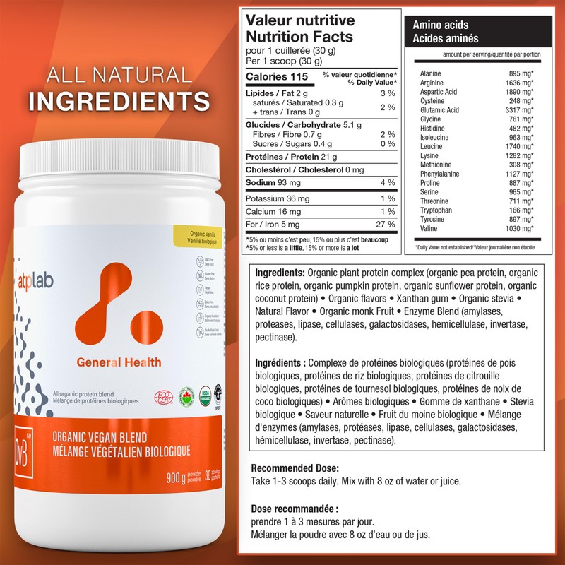 Organic Vegan Blend, Vanilla 30 Sr, 1 kg