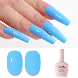 Imtiti Blue Gel Nail Polish, Baby Blue Gel Polish High Gloss Soak Off UV LED Nail Gel Polish Spring Summer Gel Polish Nail Art Manicure Salon DIY Design Gel Nail Kit 10ML