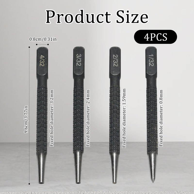 Debbery 4Pcs Positioning Punch Set, Portable Nail Punch, Metal Knurled