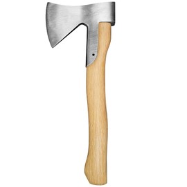 Camping Axe, 15'' Hatchet for Wood Splitting and Chopping, Gardening Small Axe Wooden Handle Tools with Sheath for Camping, Hiking (15inch) (Small)