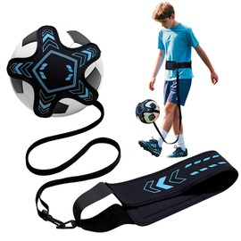 PESAKE Soccer Training Equipment Football Kick Solo Trainer Adjustable Waist Belt Elastic Rope, Aids Hands Free Throw Sole Practice Fits Ball 3, 4, 5 and Volleyball Rugby (Blue)