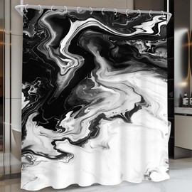 Cinbloo Black and White 60Wx72H Shower Curtain Abstract Gery Marble Modern Neutral Ombre Minimalist Elegant Ink Texture Chic Simple Bathroom Curtain Set Aesthetic Bath Bathroom Accessories Decor