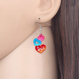 Cute Valentines Day Gifts Heart Earrings Dangle Acrylic Heart Jewelry for Women Girlfriends Charms, Acrylic, No Gemstone