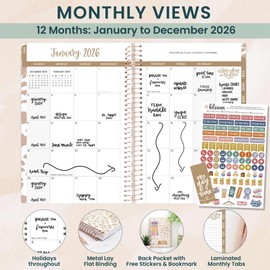 bloom daily planners 2026 Planner (January - December) Calendar Year Organizer - 5.5” x 8.25” - Weekly & Monthly Agenda Book with Stickers & Bookmark - Tan Leopard