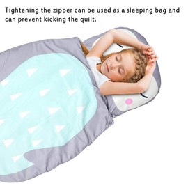 Sleeping Bag for Toddlers, Nursery Sleeping Bags, 3-in-1 Blanket Duvet Pillow with Cartoon Pattern for Nursery Home Travel (Grey Penguin)