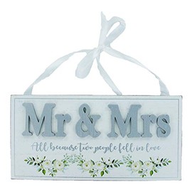 Wedding Plaque Mr & Mrs All Because Two People Fell In Love Wood Good Luck Charm