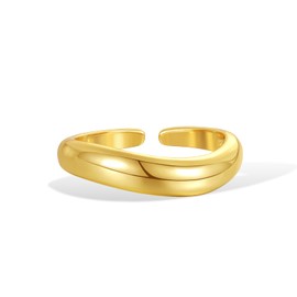 KELORIS PATH Gold Rings for Women, 14K Gold Plated Stackable Twisted Open Thin Wave Ribbed Finger Band Ring Dainty Jewelry Gifts(thick)