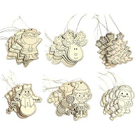 Creative Hobbies Kid Friendly DIY Holiday Christmas Themed Ornaments - Decorate Your Own | 30 Ornaments Ready to Color or Paint