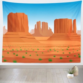 Loccor Western Monument Valley Scenery Tapestry Western Sky Desert Weathering Rock Drought-Tolerant Plant Terrarium Wall Hanging Polyester Home Decor for Bedroom Living Room Dorm, 70" X 50"