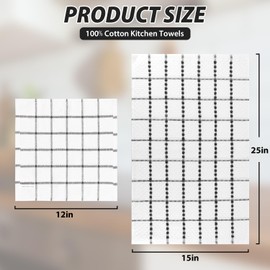 Nialnant Dish Cloths Set of 8, 100% Cotton Dish Towels for Washing Dishes, Hand Towels, 12 x 12 Inches and 15 x 25 Inches,Black