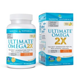 Nordic Naturals Ultimate Omega 2X with Vitamin D3, Lemon Flavor - 2150 mg Omega-3 + 1000 IU D3-60 Soft Gels - Omega-3 Fish Oil - EPA & DHA - Brain, Heart, Joint, & Immune Health - 30 Servings