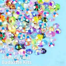 Bedazzle - Kit de diamantes de imitación de resina con pinzas para decorar con pedrería 36000 piezas de 40 colores, cristal multicolor de 3 mm, accesorios de kits Badazzle con 3 piezas de pegamento
