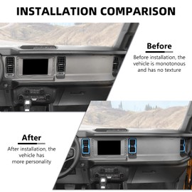 RAZPOY for Bronco Air Conditioning Outlet Vent Trim, 4PCS Center Console Dash AC Vent Ring Cover Compatible with 2021-2023 Ford Bronco Interior Accessories, Light Blue