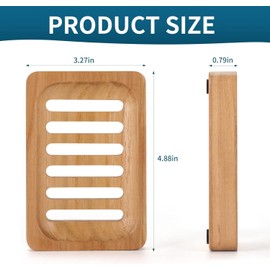 Kandid Teak Wood Soap Dish, Single Pack Waterproof Self Draining Soap Dish - Natural Wooden Bar Soap Holder for Bathroom and Kitchen