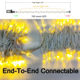 Pikvnoio Christmas Lights 34FT Outdoor Waterproof Decoration String Lights 100 Count Warm White for Wedding Outdoor Indoor Xmas Party Christmas Tree Bushes (1, 34ft)