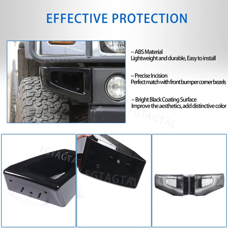 Front Bumper Corner Bezels Replacement Compatible with Hummer H2 2003-2009