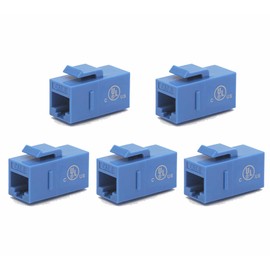 VCE CAT6 Keystone Coupler UL Listed, RJ45 Female to Female Ethernet Insert Jack UTP Network Inline Connector - Blue, 5-Pack